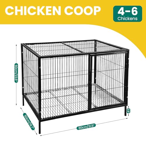Metal Chicken Coop 4-6 Chickens with Floor, Portable Rabbit Hutch | Predator-Resistant, Easy Clean & Assembly, Mobile, For Backyard Yard, With Legs, Cage For Hen Duck And Other Small Animals