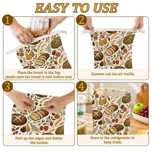 2 Pack Beeswax Linen Harvest Wheat Bread Bags, Reusable Fresh Keeping Bags for Sourdough & Baguette, Freezable Portable Bread Storage Container 17×13'' - color: Harvest Wheat