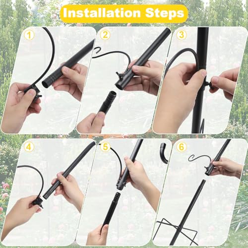 Bird Feeder Pole Heavy Duty 76" Adjustable Shepherd Hook, 5-Prong Ground Stake Rustproof Outdoor Garden Stand for Plants Hummingbird Feeder Lantern Wind Chime - No Digging