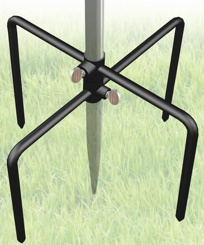 Pole Stabilizer Stand Applies to 0.62” Poles, Outdoor Bird Feeder Pole Base, In-Ground Anchor Support for Shepherds Hooks, Black, 1 Pack - size: S