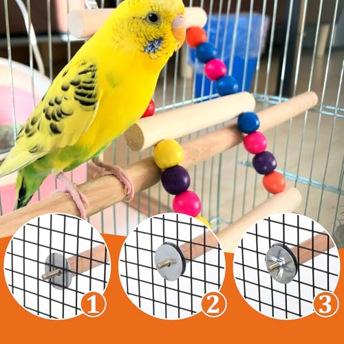 2PCS Bird Perches for Cage Wooden Parrot Perch Stand, Parrot Perches Toys Wood Perch with Different Widths Bird Cage Toys Cages Accessories for Macaws, Small Parakeets, Conures, Budgies, Finches