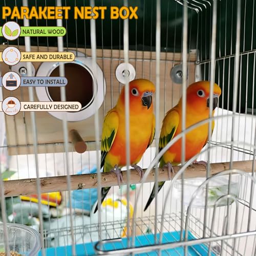 kathson Parakeet Nesting Box,Wood Bird Nest House for Cage,Parrots Breeding Mating Boxes,Budgie Nesting Box for Conure,Lovebirds,Canary,Cockatiel,Finch,Small and Medium-Sized Birds (L) - size: L-11.4 x 5.9 x 5.9in
