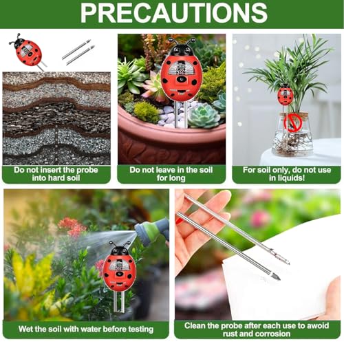 Ladybug Shape 3-in-1 Soil Moisture/pH/Light Meter, Soil Moisture Meter, Soil Test kit, Soil Tester with Moisture,Light,and pH Test for Indoor & Outdoor Use for House Plants, Garden, Lawn, Farm - color: RED