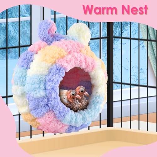 KATUMO Lovebird Nest, Bird Breeding Bed Parrot Snuggle Hut Conure House for Budgie Cockatiel Conure Lovebird Canary Finch Hamster Small Pets - size: L (Pink)