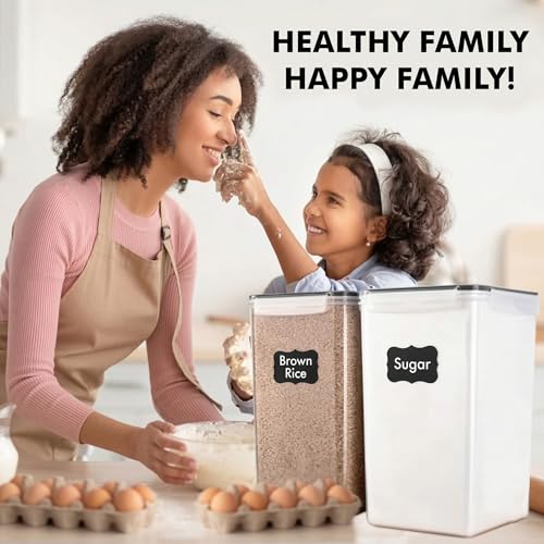 2 PC [7 Qt / 6.5L / 220 Oz] Large Food Storage Containers with Lids Airtight - BPA Free Clear Plastic Kitchen and Pantry Storage Containers for Cereal, Flour, Sugar, Rice - color: Black - 2 Pack