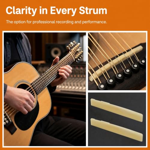 Miwayer 2 Pack 12 String Acoustic Guitar Unbleached Bone Saddle, Guitar Bridge Saddles, Cut from Whole Bones, 76x3x13mm - color: 12 String Acoustic Saddle 76mm 2 Pack