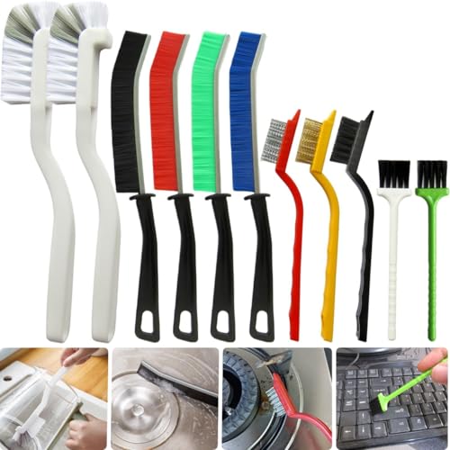CRAFNEW 11Pcs Crevice Cleaning Brush Set, Hard Bristle Gap Cleaner Brushes | Ideal for deep cleaning gaps, kitchens, sinks, bathrooms, tight spaces, corners, bottles, cups, teapots