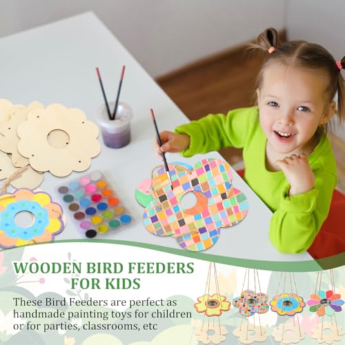 DoubleFill 24 Pack Bird Feeder Craft Kits for Kids Ages 3-8 Bird Feeder Craft Kits with Stainless Steel Bowls DIY Kids Crafts Wooden Art Painting Outdoor Bulk Toys for Children VBS Crafts