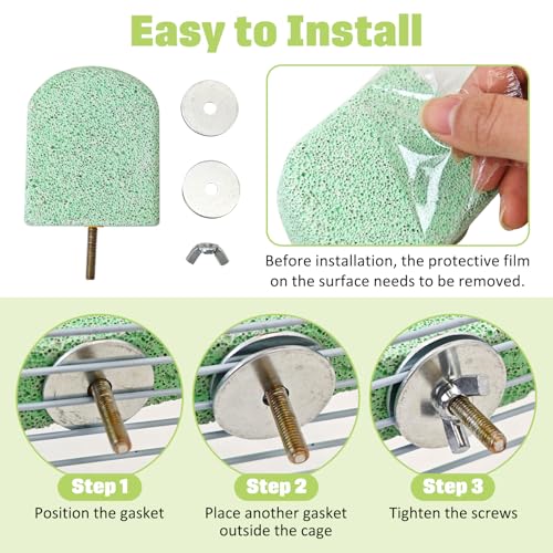 BNOSDM 4 Pcs Green Bird Beak Grinding Stone Calcium Parrot Perch 3.1*2.6in - color: 4 Pcs- Green (M+)