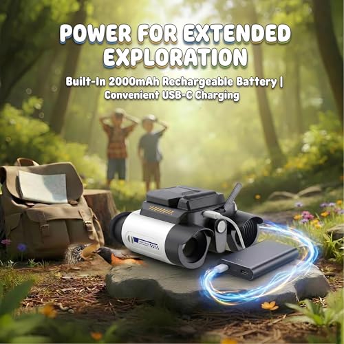 Kids Binoculars with Night Vision Camera, 10X Zoom Digital Adventures Telescope with 2.4" IPS Screen, Nature Explorer STEM Toys for Bird Watching Camping, Gifts for Boys Girls Age 4-12 - White - color: Cream