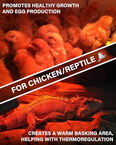 Heat Lamp Bulbs for Chickens Coop Brooder with Plug in Cord,On/Off Switch,150 Watt E26 Reptile Heat Lamp Bulb Infrared Red Light for Chicks,Birds,Ducks,Dogs,Cats