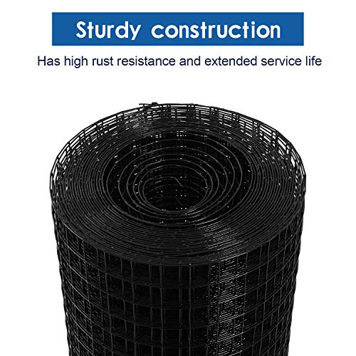 48'' x 50' 1/2inch Hardware Cloth 19 Gauge Black Vinyl Coated Welded Fence Mesh for Home and Garden Fence and Home Improvement Project - size: 48'' x 50'-19 Gauge