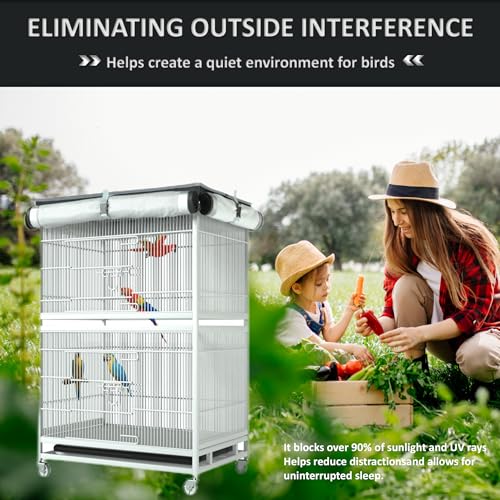 Large Bird Cage Cover - 600D Cage Covers for Night, Good Night Bird Cage Cover for Large Birdcage,Indoors or Outdoors (M) - size: 32.0"L x 21.0"W x 52.0"H