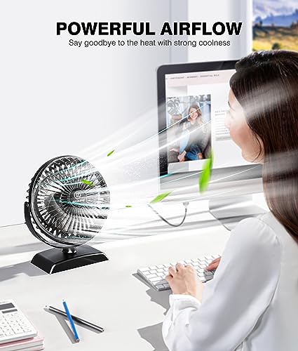 JZCreater USB Desk Fan, USB Fan Mini, 360 Rotation Desktop Fan with 3 Speed, Table Personal Cooling Fan, Quiet Mini Desk Fan, USB Powered, Small Fan for Home Office Bedroom Car Travel,Black+Black - color: 282-Black+Black