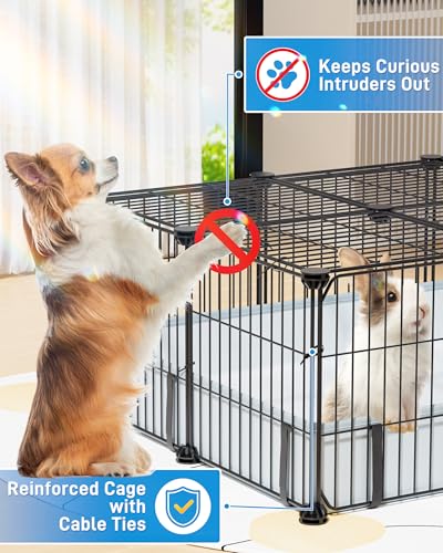 BUCATSTATE Guinea Pig Cages with Floor Mat, 20 Panels Guinea Pigs Playpen with Top Cover, Metal Rabbit Cage Indoor for Hedgehogs, Quail, Chickens (47" L x 24" W x 12" H) - style: 47"x24"x12" (LxWxH)