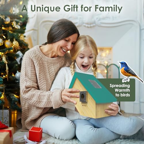 Smart Bird Houses for Outside Solar Powered, 1080P HD Live View Birdhouse with Camera, Perfect Viewing Bird Nesting and Hatching, Ideal Outdoors Bird House for Blue Bird and Cardinal (Green) - color: Green