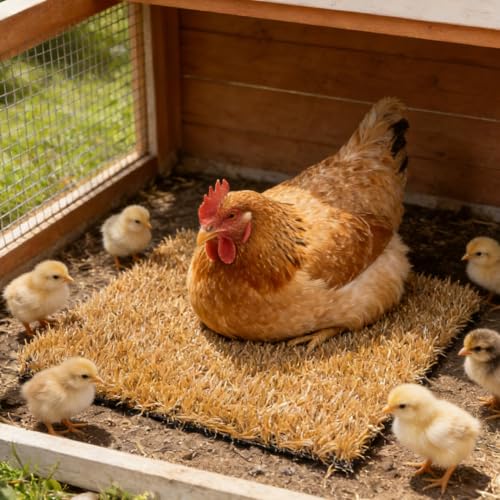 DECHOUS Chicken Nesting Box Pads 6 Pack Washable Reusable Artificial Grass Nesting Mats for Chickens 12.00 X 11.81 X 0.98In Nest Pads for Chicken Nesting Boxes Coop Bedding