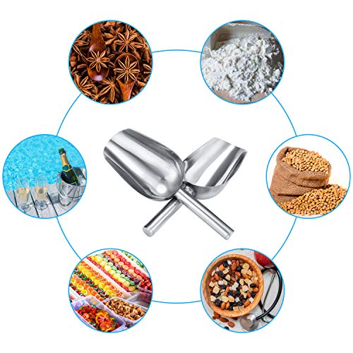 3 Packs 6 Ounce Stainless Steel Ice Scoop Small Metal Food Scoop | Metal Scoop for Home Kitchen Shop Bar Buffet Ice Cube Candy Popcorn Coffee Beans Food Jars Canister