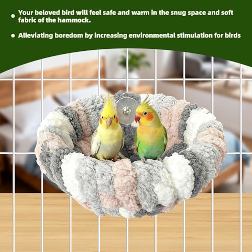 12pcs Bird Nest for Cage, Plush Hanging Bird Bed | Hand Woven Hemp Rope Nest, 9 Bird Toys Included, For Dove Parrot Canary Little Parrot, Warm Breeding Cabin Nest