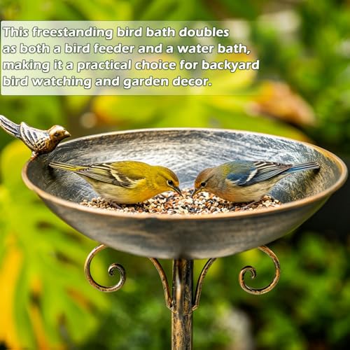 27.6" H Cast Iron BirdBaths for Outdoors,Metal Bird Bath for Outside | Standing Bird Feeder,Home Garden Lawn Yard Decorations - color: Birdbaths-C