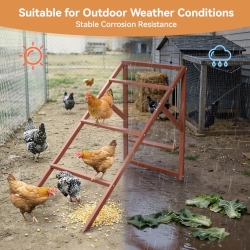 PETSFIT Wooden Chicken Roosting Bars for 8-10 Chickens, Easy Assembly | Multi-Level Design with 4 Perchs and Swings, Durable Fir Wood for Outdoor Coops,Ideal for Backyard Farms,Easy to Clean - size: 51"L x 26.6"W x 38"H