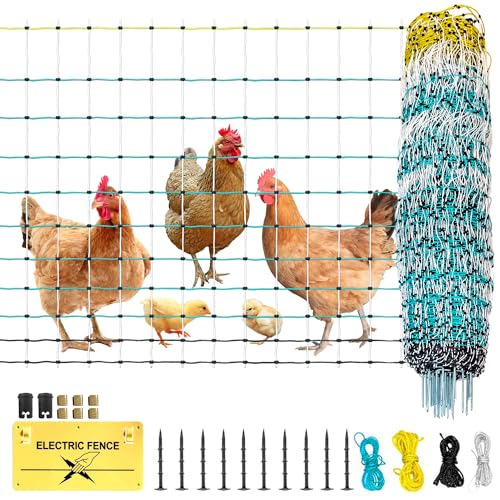 Poultry Netting Electric Fence, Portable Livestock Nets Mesh for Chickens, Ducks, Geese, Turkey, Electric Fencing for Backyards, Homesteaders, Farms, Ranches (Bright Blue, 47.5" x 164' L H Poultry) - color: bright blue, size: 47.5" H x 164' L Poultry