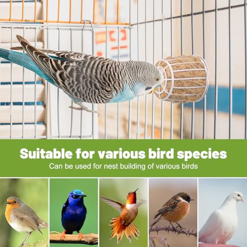 Abaodam Bird Nest Material with Basket Jute and Cotton Fiber Nesting Material for Parakeet Finch Canary Cockatiel 2-Pack Cage Bird for Birds