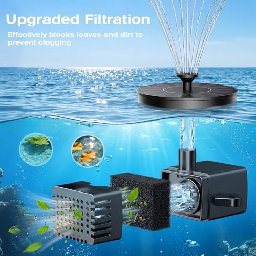 AMZtime 1.4W Solar Bird Bath Fountain with 4 Fixed Rods with Upgraded Panel | Solar Fountain Pump Solar Powered Floating Water Fountain Pump for Bird Bath, Ponds, Garden, Fish Tank and Outdoor - size: 1.4W