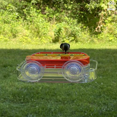 Window Hummingbird Feeder for Outdoors, 4 Bee-Proof Feeding Ports, Leak-Proof 10 oz Nectar Reservoir, Built-in Ant Moat, Strong Suction Cups for Up-Close Bird Watching, Easy to Clean - style: F061 (1-Pack)