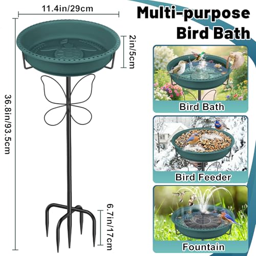 Bird Bath for Outside, Garden Freestanding Birdbath & Birdfeeder with Removable Bowl, Bird Baths Feeder for Outdoors Garden Patio Yard Lawn Decor, 5-Pronged Base & Easy to Clean(Green) - color: Green