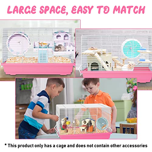 Pronetcus Hamster cage for Hamsters, Gerbils, mice, Rats, Small Guinea Pigs and Other Small Animals. - color: Pink, size: Large