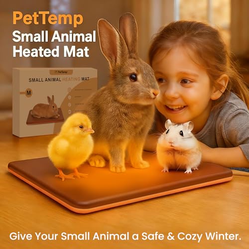 Small Animal Heating Pad, Small Animal Bed, Large Outdoor/Indoor Winter Thermal Heating Pad for Rabbits, Guinea Pigs & Chickens, Waterproof & Chew-Resistant, 30W Energy-Efficient (L:15.7" x 11") - size: L: 15.7" x 11"