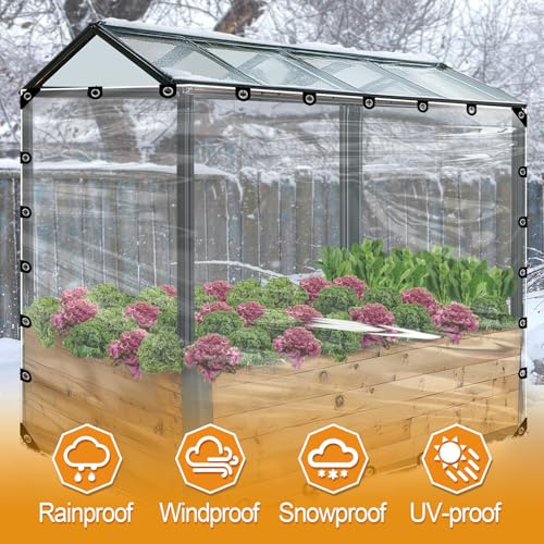 10x13ft Anti-Tear Clear Tarp Waterproof - 2pcs Windproof Poly Tarpaulin, Heavy Duty Transparent Enclosure with Grommets for Covering Chicken Coops Greenhouse Garden Plants - size: 10x13ft