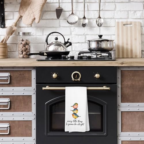 Every Little Thing is Gonna Be Alright Bird Kitchen Towels, Bird Gifts for Women, Inspirational Quotes Spring Hand Towels for Kitchen Bathroom, Inspirational Decorative Hand Towel - color: Color-3