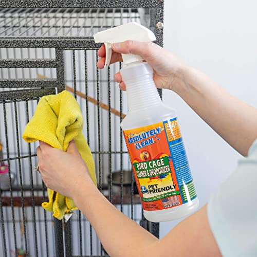 Absolutely Clean Amazing Bird Cage Cleaner and Deodorizer - Just Spray/Wipe - Safely & Easily Removes Bird Messes Quickly and Easily - Made in The US - Fragrance Free (32oz Pack of 1) - style: 32 Fl Oz (Pack of 1)