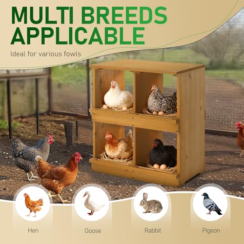 Outvita Nesting Boxes for Chickens 4 Compartments, Wood Chicken Nesting Box Wall Mount, Versatile Use Nest Box for Chicken Coop, Easy to Assemble for Chicken, Hens, Ducks - color: 4 Compartments