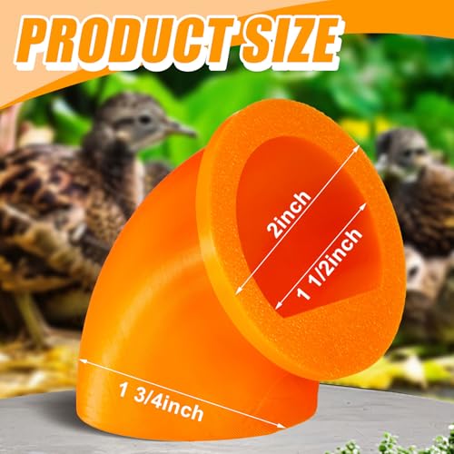 Teenyyou 20 Pack Quail Feeders No Waste Chicken Feeder Port DIY Chick Feed Saver Quail Supplies for Coturnix Small Poultry Farm Bucket Bin Container (1.5 Inch,Orange) - color: Orange, size: 1.5 Inch
