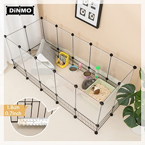 DINMO 28 Panels Bunny Playpen, Iron Net Bottom, 61.4" L x 25.4" W x 22.3" H | For Small Animals: Kittens, Guinea Pigs, Hamsters, Ferrets, Hedgehogs, Chicks & Ducklings, DIY, Expandable Portable Enclosure - style: Plastic+Metal-28 panels-L