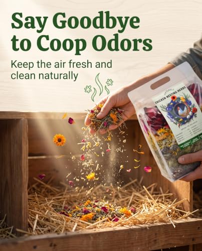 21 Oz Chicken Nesting Herbs, 8 Flowers Premixed Dried Poultry Herb Natural Egg Laying Coop Box Pads Roost House Lime Feed Grit Herbs Bedding Supplies for Chicken Duck Feeder