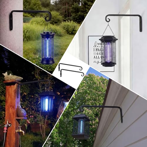 Silkfly 2 Pcs Wall Bracket for Bug Zappers 10 Inch Heavy Duty Metal Bracket with Locking Mechanism Decorative Potted Plant Hook for Hanging Baskets Bird Feeders Wind Chimes Lanterns Garden Outdoor