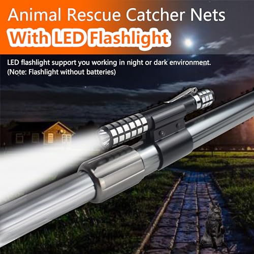Catcher Net Small Animal Control Net Poultry Catching Trap Tool, Large | 43"-78" Handle, 24" Net Opening, For Chicken, Duck, Goose, Fish, Cat, Dog, Poultry Catching Trap Tool - color: Advanced Grey - 24inch Net Opening(Large)