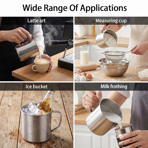 350 ML Dog Food Measuring Scoop 1.5 Cup Stainless Steel Measuring Cups with Handle Durable Pet Food Scoop 1.5 Cup Dog Foods Scoops for Dogs, Cats, Birds, Rabbits for Dry Foods & Treats