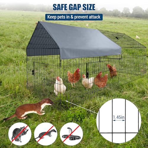 Large Metal Chicken Coop – 86" x 40" x 40" Outdoor Poultry Cage with Waterproof Cover, Heavy Duty Chicken Runs for Hens, Ducks & Rabbits, All-Weather Backyard Poultry Enclosure & Pet Playpen