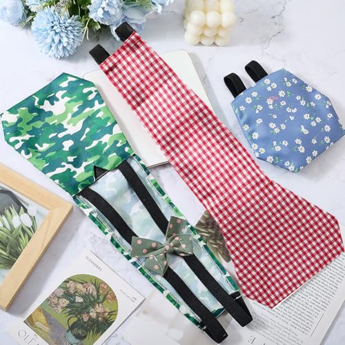 CREATCABIN 3Pcs 3 Styles Indoor Chicken Diaper Pet Duck Diapers Polyester Washable Waterproof Adjustable Reusable Ducking Clothes with Bow Tie for Real Chickens Birds Accessories 15.35 x 5.9 Inch