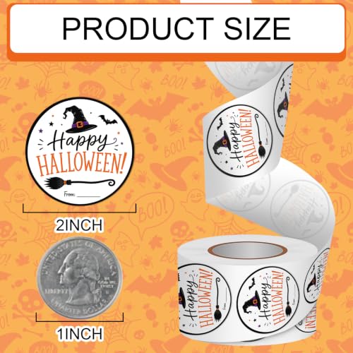 Louise Maelys 2 Inch Happy Halloween Stickers,500PCS | Roll Writable Labels for Gift Bags, Treat Bags, Envelopes, Party Favors, Bakery Packaging, Holiday Decorations - color: Halloween