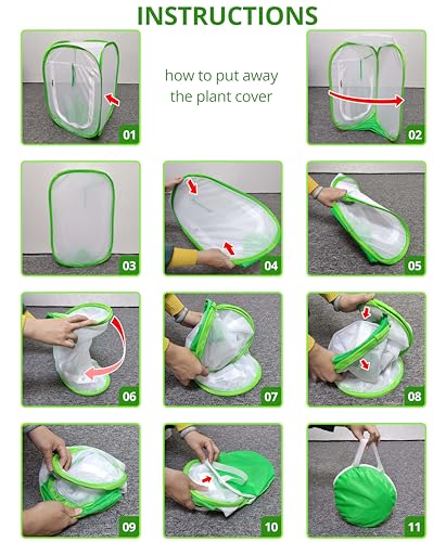 16" x 16" x 24" Pop Up Garden Mesh Plant Cover, Plant Protectors Mesh Plant Enclosure, Garden Net Cage Pest Protection Guard Tent with Storage Bag for Protect Plant Vegetable Fruit from Birds Insects - color: 16 X 16 X 24 Inch