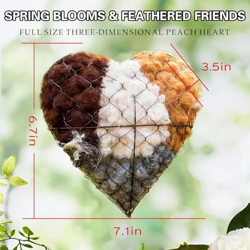 2026 Spring Handmade Fiber Bird Nesting Heart, Nesting Material Holder with Nesting Material, Wild Bird & Hummingbird Winter Shelter, Outdoor Birdhouse & Nest Box, Garden Gift for Bird Lovers