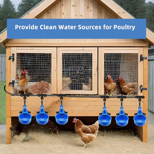 Automatic Chicken Waterer, 6 Cups Float Controlled No-Spill Dispenser | Quick-Connect Poultry Water Dispenser., Reliable Poultry Watering Solution for Backyard Farm