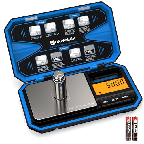 Digital Pocket Scale 200g/0.01g, Digital Gram Scale Precision | Mini Jewelry Scales digital weight grams with 50g Cal Weights for food,Jewelry,Coins,small items,(Battery Included)-Blue - color: Blue
