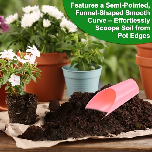 M METERXITY 6-Pack Bonsai Soil Scoops, Plastic Garden Soil Scoops Bucket Shovel Potting Scoopers for Transplanting/Flower Planting/Plant Succulent, Colorful Small Gardening Tools [Pink] - color: Pink